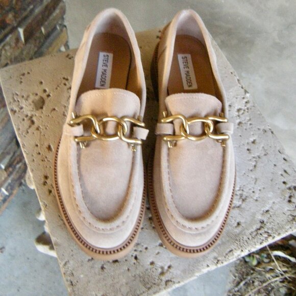 Steve Madden Size 8M Karmne Beige/tan Suede Loafers Classic Casual/Business - Picture 1 of 7